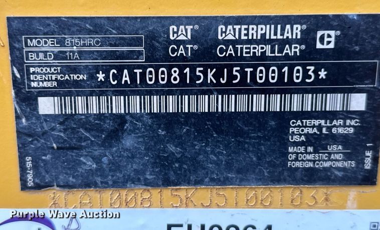 image for item EH0264 2021 Caterpillar 815 HRC soil compactor