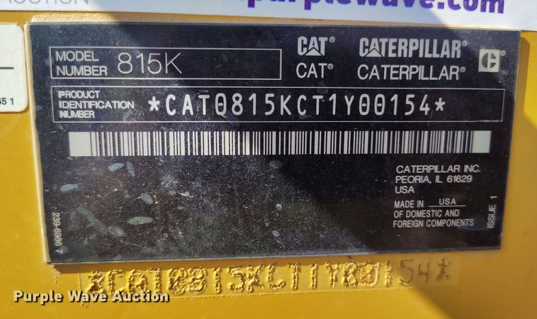 image for item EH0273 2020 Caterpillar 815K soil compactor