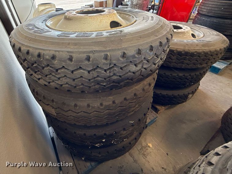 image for item EJ3816 (7) 11R24.5 tires and wheels  