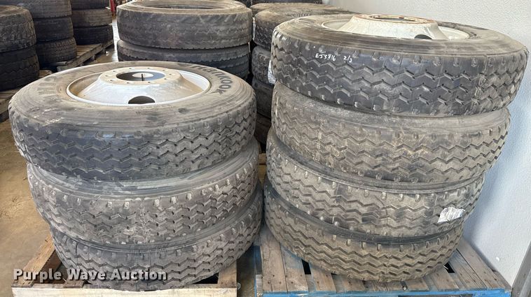 image for item EJ3816 (7) 11R24.5 tires and wheels  