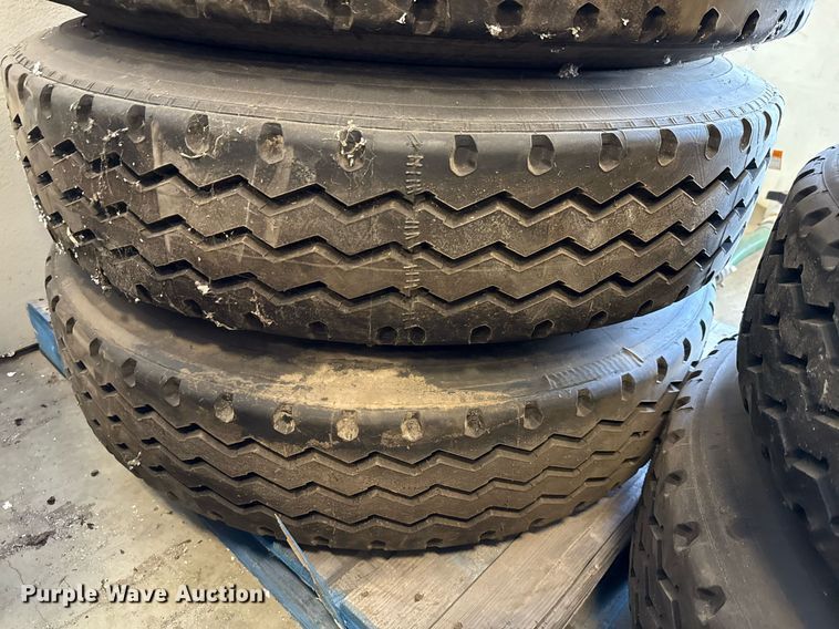 image for item EJ3816 (7) 11R24.5 tires and wheels  