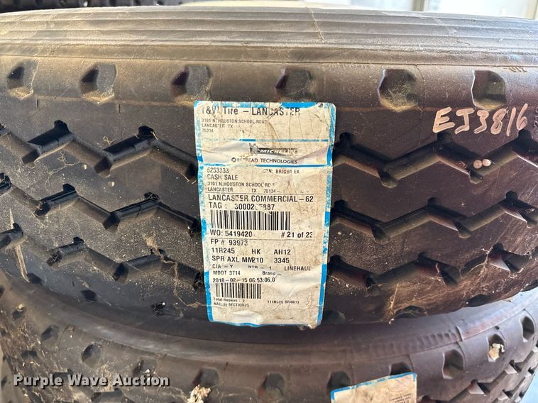 image for item EJ3816 (7) 11R24.5 tires and wheels  