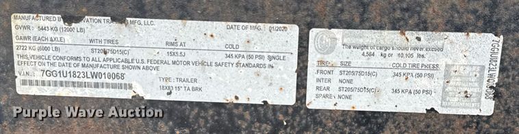 image for item EJ3821 2020 Salvation Trailers 18X83 15