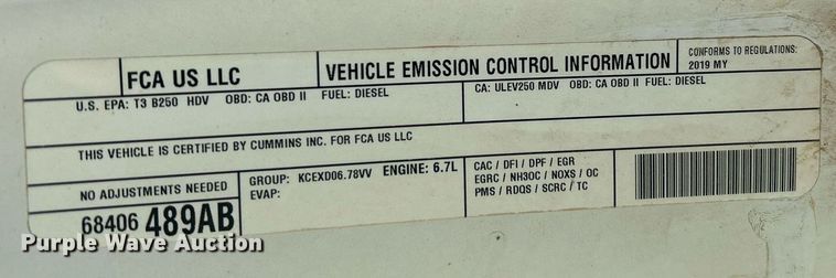 image for item EX9809 2019 Dodge Ram 2500 Crew Cab pickup truck