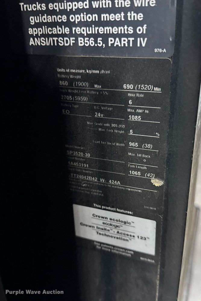 image for item DH9970 2016 Crown SP3520-30 order picker