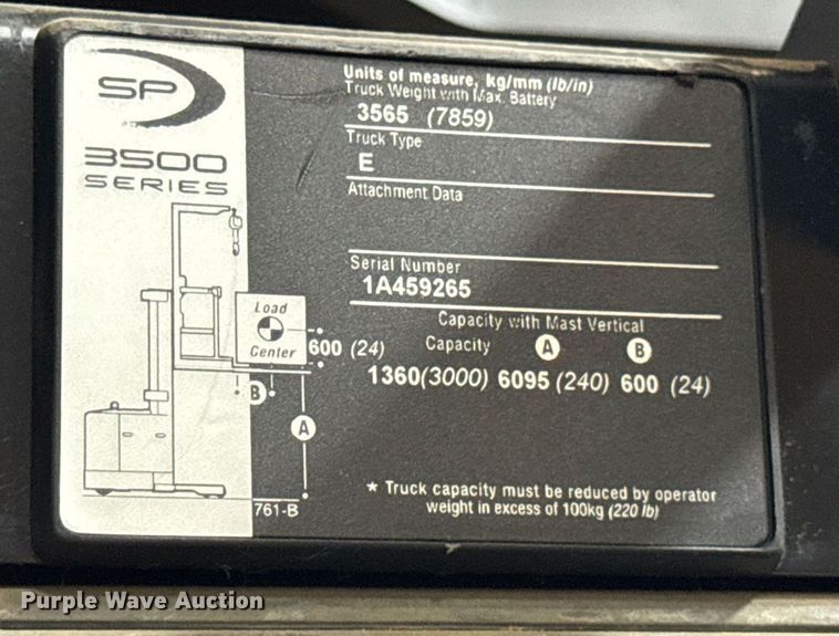 image for item DH9973 2016 Crown SP3520-30 order picker
