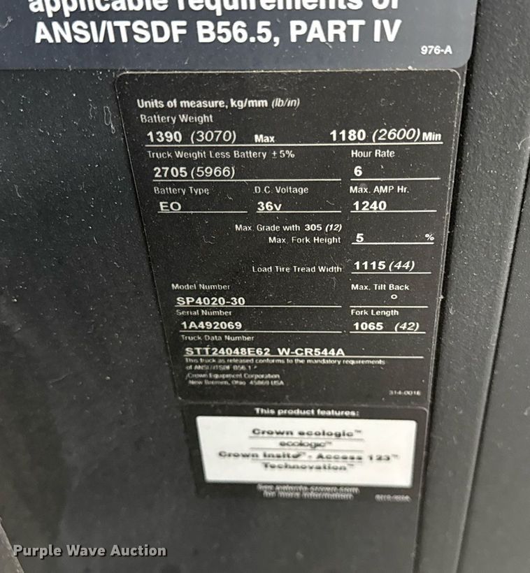 image for item DH9977 2017 Crown SP4020-30 order picker