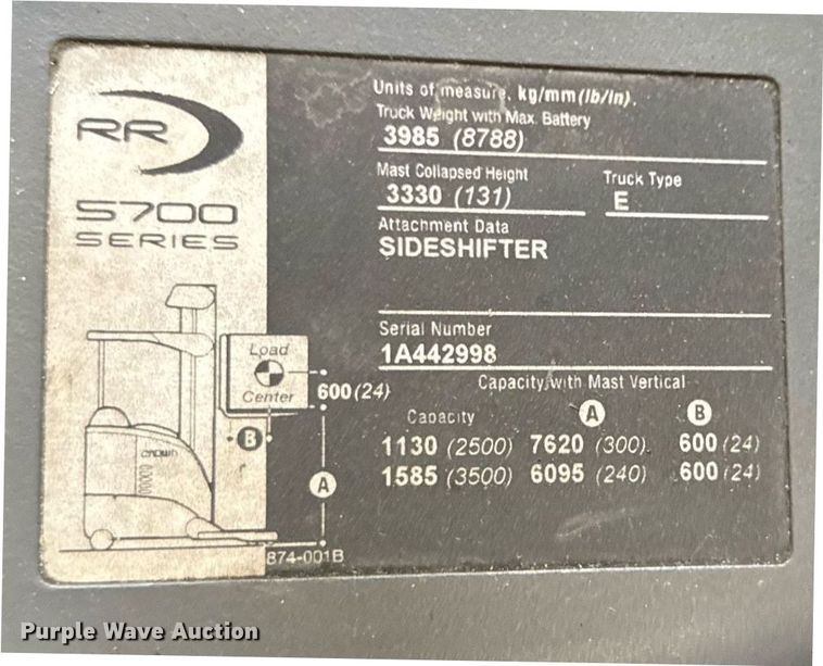image for item DH9978 Crown RR5725-35 reach truck