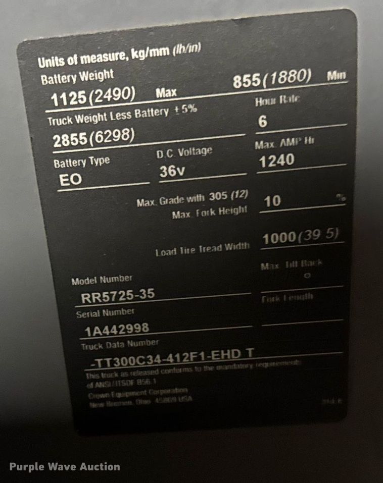 image for item DH9978 Crown RR5725-35 reach truck