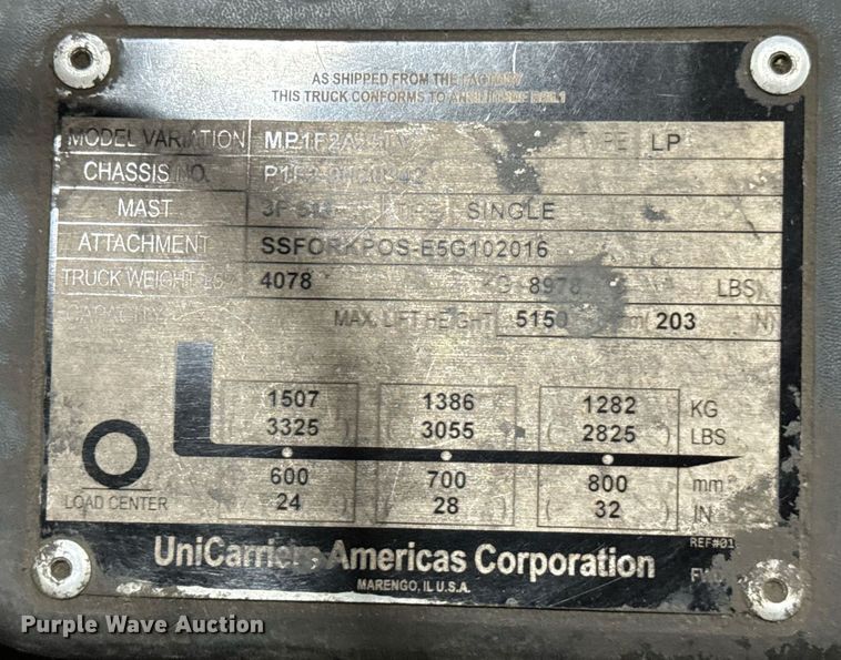 image for item DH9986 2015 UniCarriers PF50 forklift