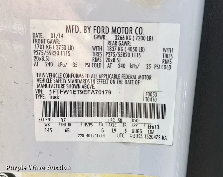 image for item DM5614 2014 Ford F150 SuperCrew pickup truck