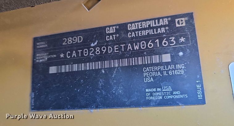 image for item DO7934 2016 Caterpillar 289D tracked skid steer loader