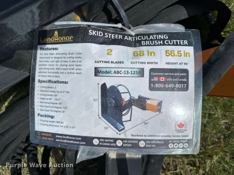 image for item DU9083 2025 LandHonor ABC-13-125A skid steer rotary mower