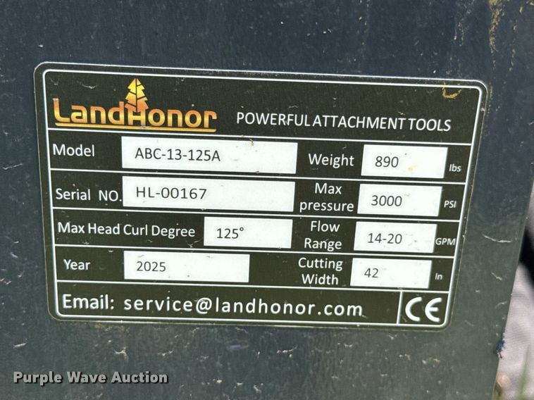 image for item DU9083 2025 LandHonor ABC-13-125A skid steer rotary mower