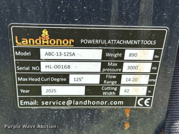 image for item DU9084 2025 LandHonor ABC-13-125A skid steer rotary mower