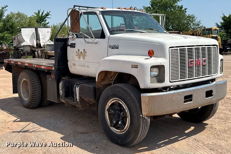 image for item DU9740 1992 GMC C7 flatbed truck