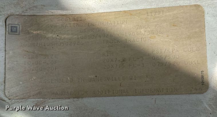 image for item DU9740 1992 GMC C7 flatbed truck