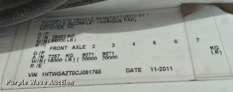 image for item DV2651 2012 International 7400 work star refuse truck