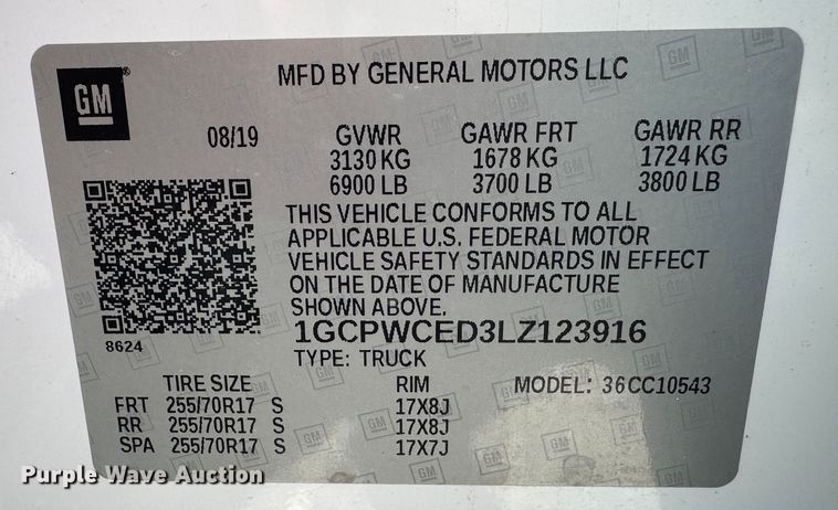 image for item DW8718 2020 Chevrolet  Silverado 1500 Crew Cab pickup truck