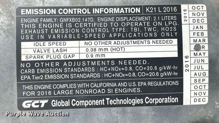 image for item DW8720 2016 UniCarriers PF50 forklift