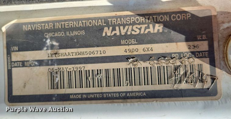 image for item DX6965 1998 International 4900 dump flatbed truck