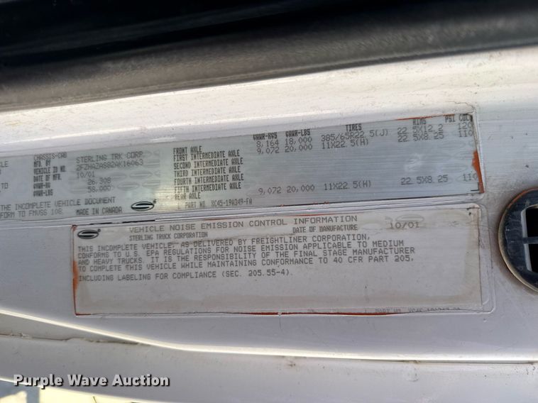 image for item DY0002 2002 Sterling LT9500 flatbed truck