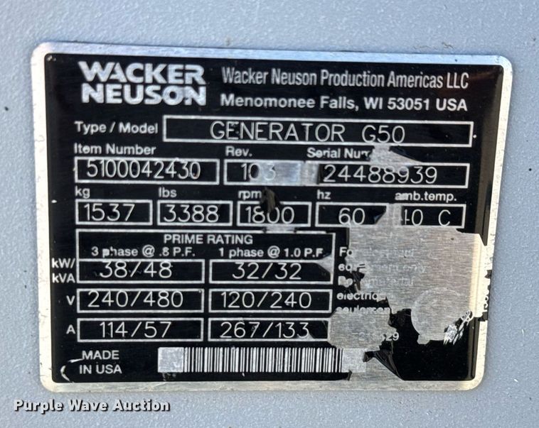 image for item DY0026 Wacker Neuson G50 generator