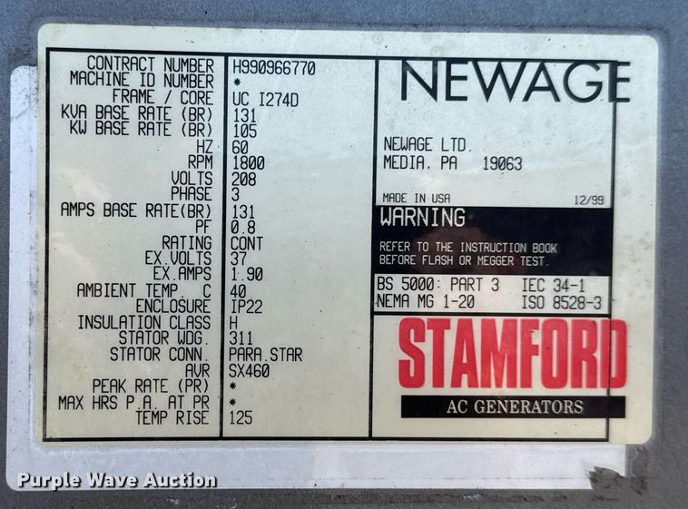 image for item DY0027 1999 Stamford generator