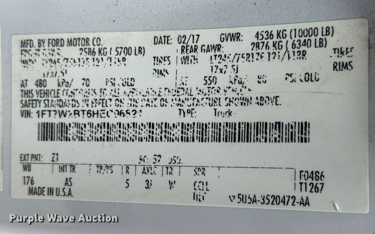 image for item DY0074 2017 Ford F250 Super Duty XL Crew Cab utility bed pickup truck