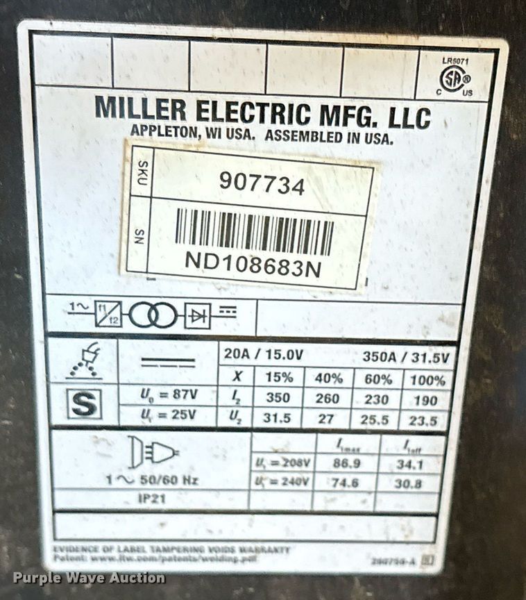 image for item DY0470 Miller Millermatic 255 welder