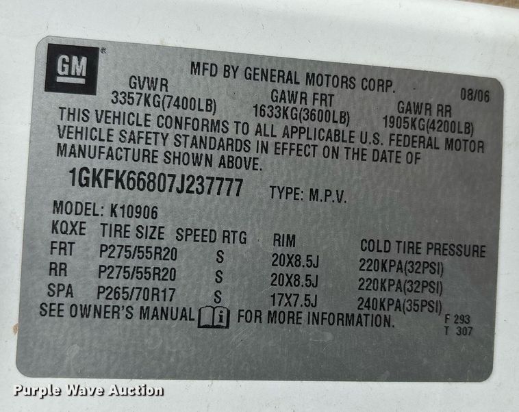 image for item DY2499 2007 GMC Yukon Denali XL SUV