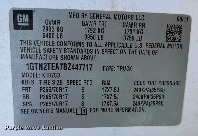 image for item DY2500 2011 GMC Sierra 1500 pickup truck