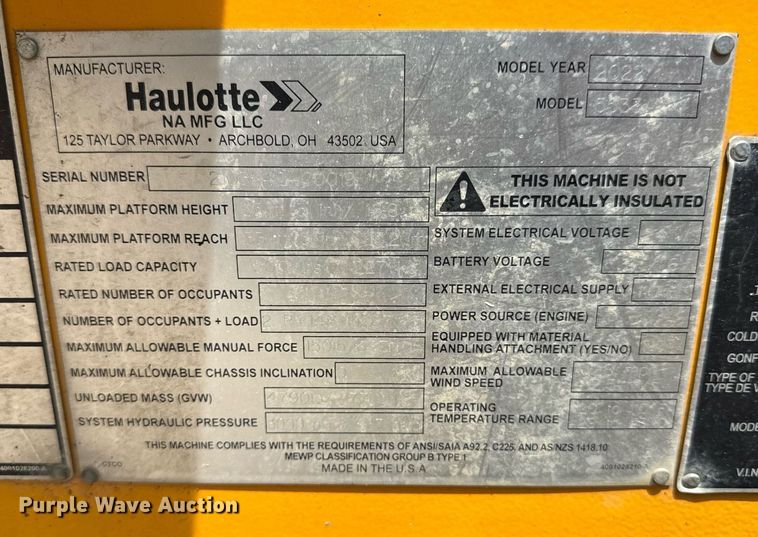 image for item DZ4149 2022 Haulotte 5533A boom lift