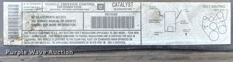 image for item DZ4183 2003 Chevrolet S10 Ext. Cab pickup truck