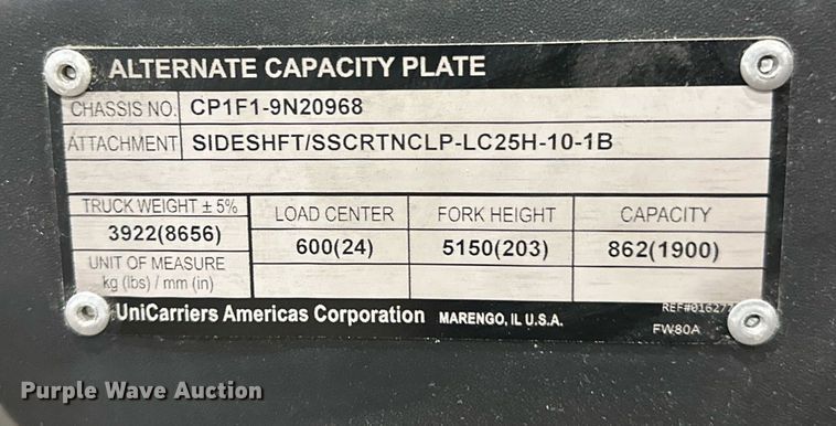 image for item EB2585 2019 UniCarriers CSF40 forklift