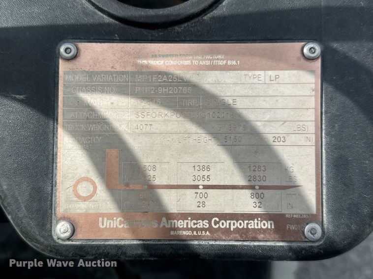 image for item EC3636 2016 UniCarriers PF50 forklift