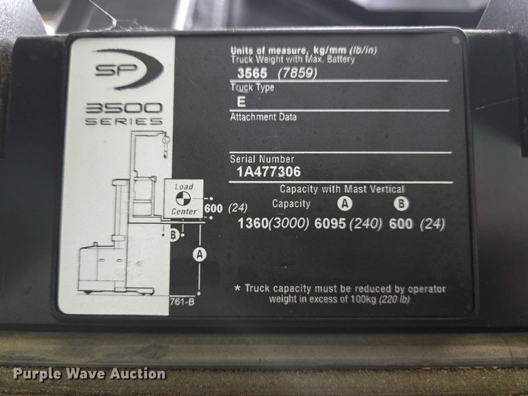 image for item EC4253 2016 Crown SP3520-30 order picker
