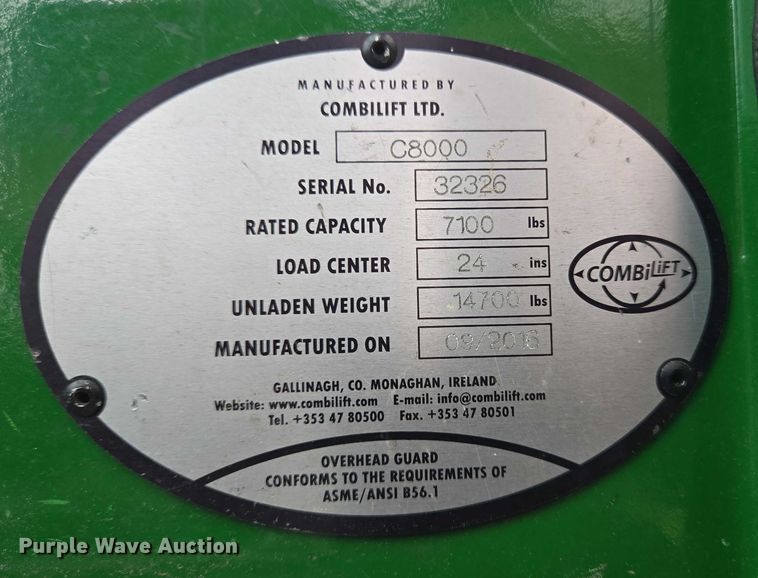 image for item EC4262 2016 CombiLift C8000 forklift