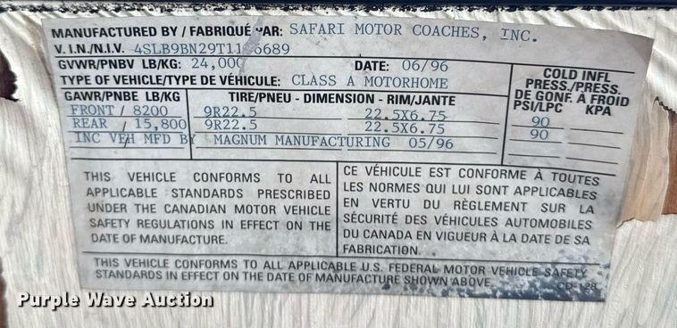 image for item EC7972 1996 Safari Sahahra RV