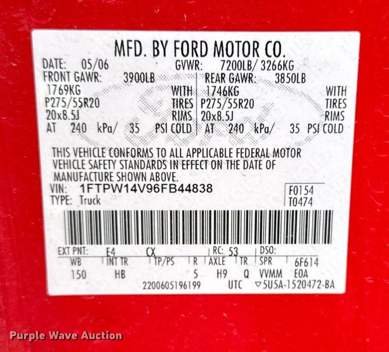 image for item EC7980 2006 Ford F150 SuperCrew pickup truck