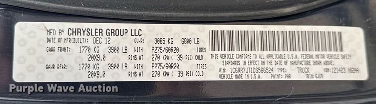 image for item EC7985 2013 Dodge Ram 1500 Quad Cab pickup truck