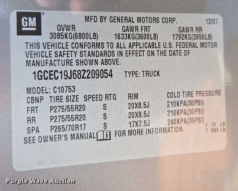 image for item ED1987 2008 Chevrolet Silverado 1500 Ext. Cab pickup truck