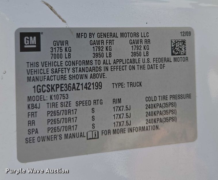 image for item ED2001 2010 Chevrolet Silverado 1500 Ext. Cab pickup truck