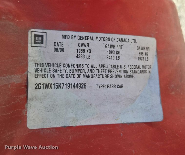 image for item ED2005 2001 Chevrolet Monte Carlo 