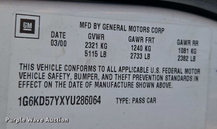 image for item ED2006 2000 Cadillac Deville 