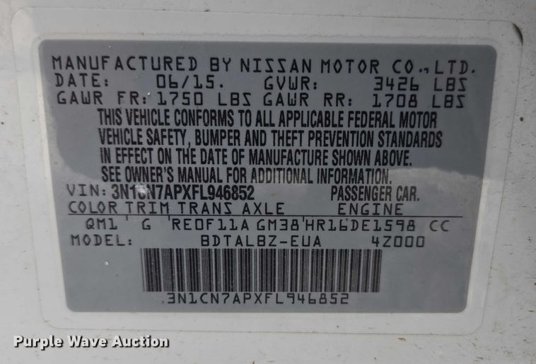 image for item ED2009 2015 Nissan Versa 