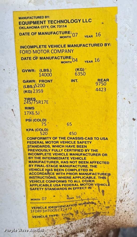 image for item EF3114 2016 Ford F350 Super Duty bucket truck