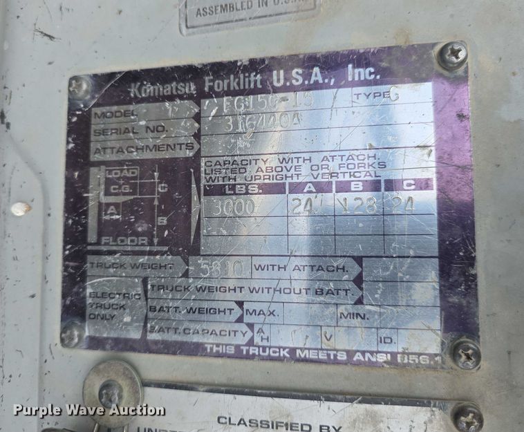 image for item EF3520 Komatsu FG15C-15 forklift