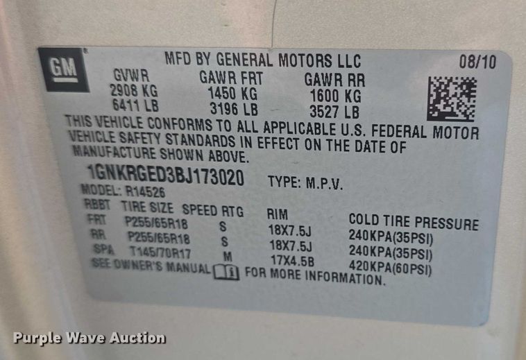 image for item EF3523 2011 Chevrolet Traverse  SUV