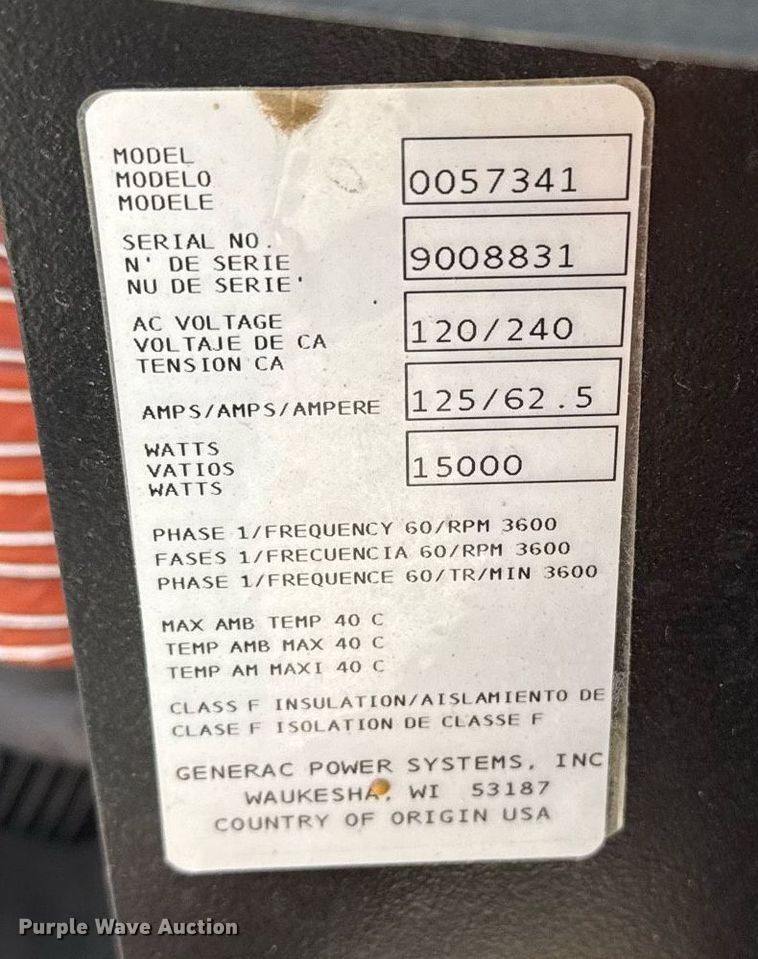 image for item EG5840 Generac GP15000E generator